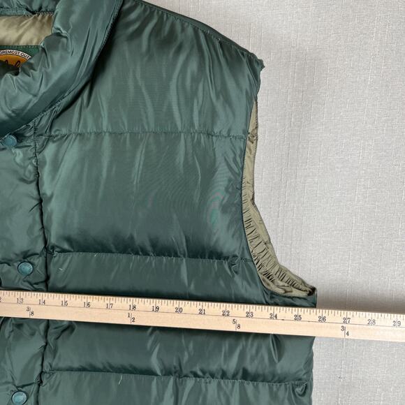 Cabela's Warm Vest Goose Down Mens Size XL Tall Puffer Green Snaps Nylon Great! - Picture 3 of 9
